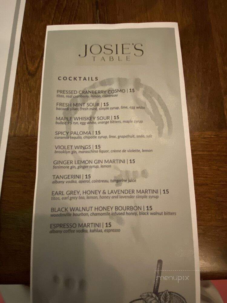 Josie's Table - Albany, NY menu_pic