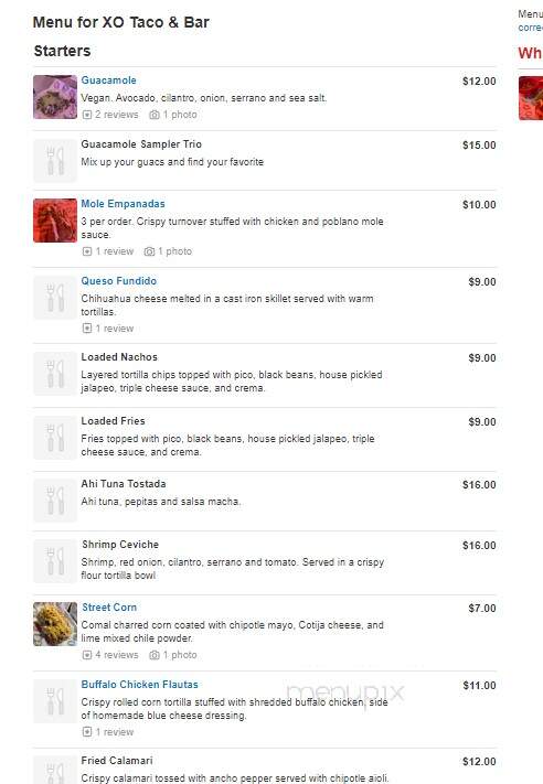 XO Taco & Bar - Dumont, NJ menu_pic