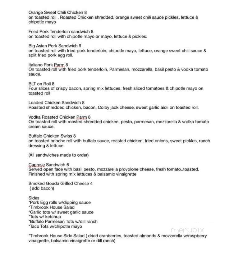 Timbrook Kitchens - Munster, IN menu_pic