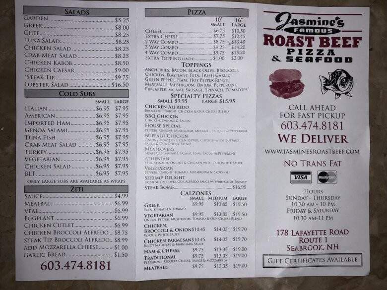 Jasmine's Famous Roast Beef & Seafood - Seabrook, NH