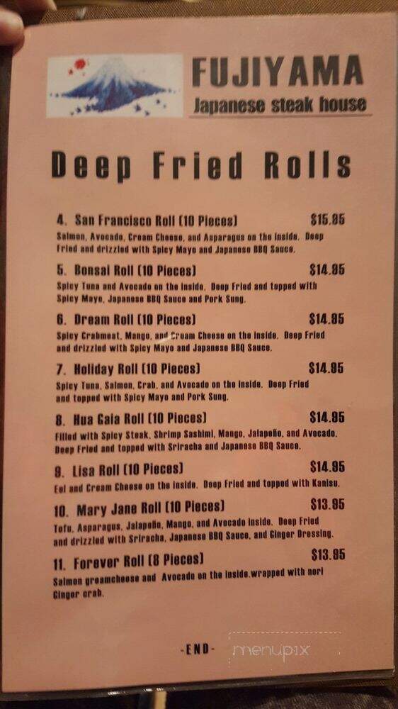 Fujiyama - Lewisburg, WV menu_pic