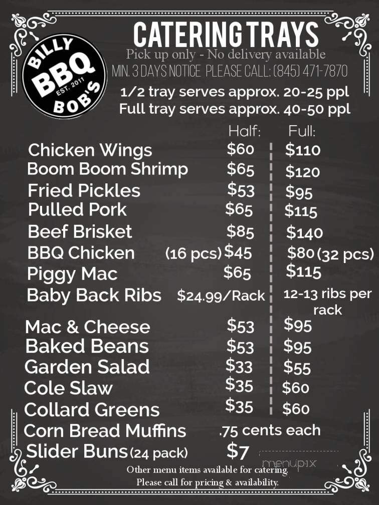 Billy Bob's BBQ - Poughkeepsie, NY menu_pic