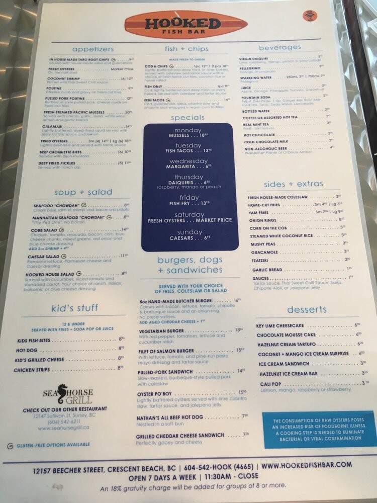 HOOKED Fish Bar - Surrey, BC menu_pic