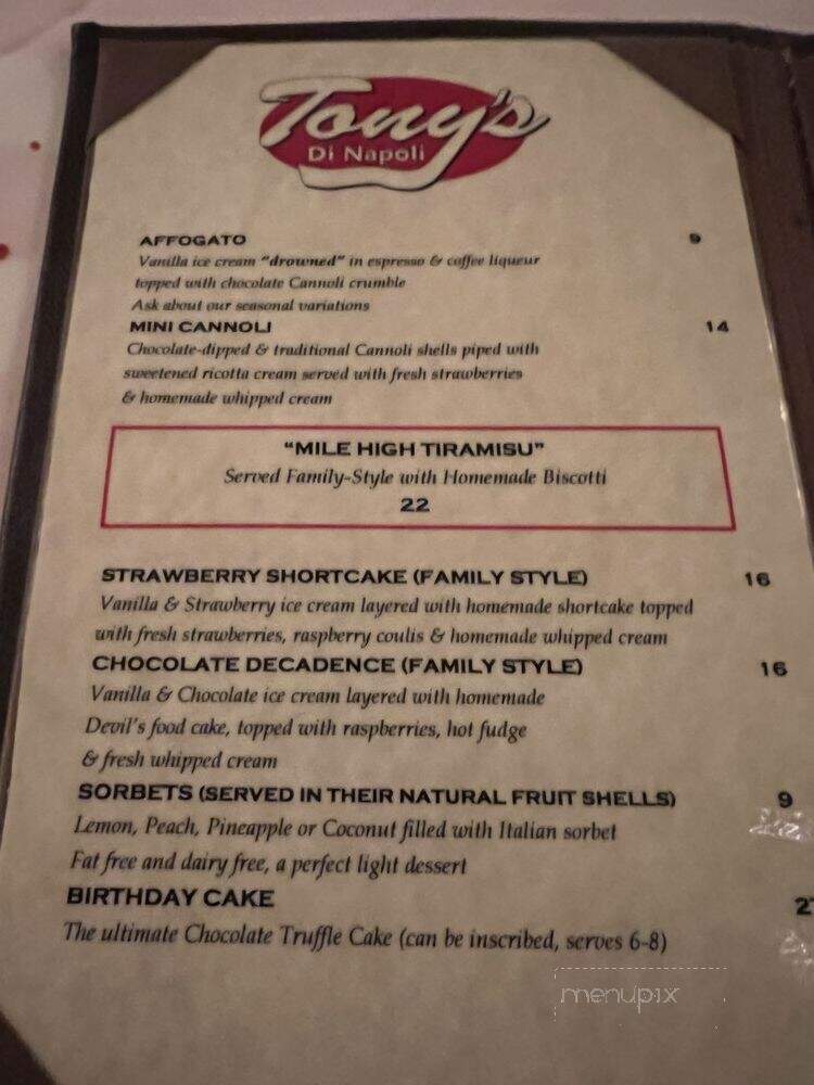 Tony's Di Napoli - New York, NY menu_pic