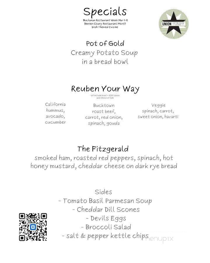 the Union Coffee House - Buchanan, MI menu_pic
