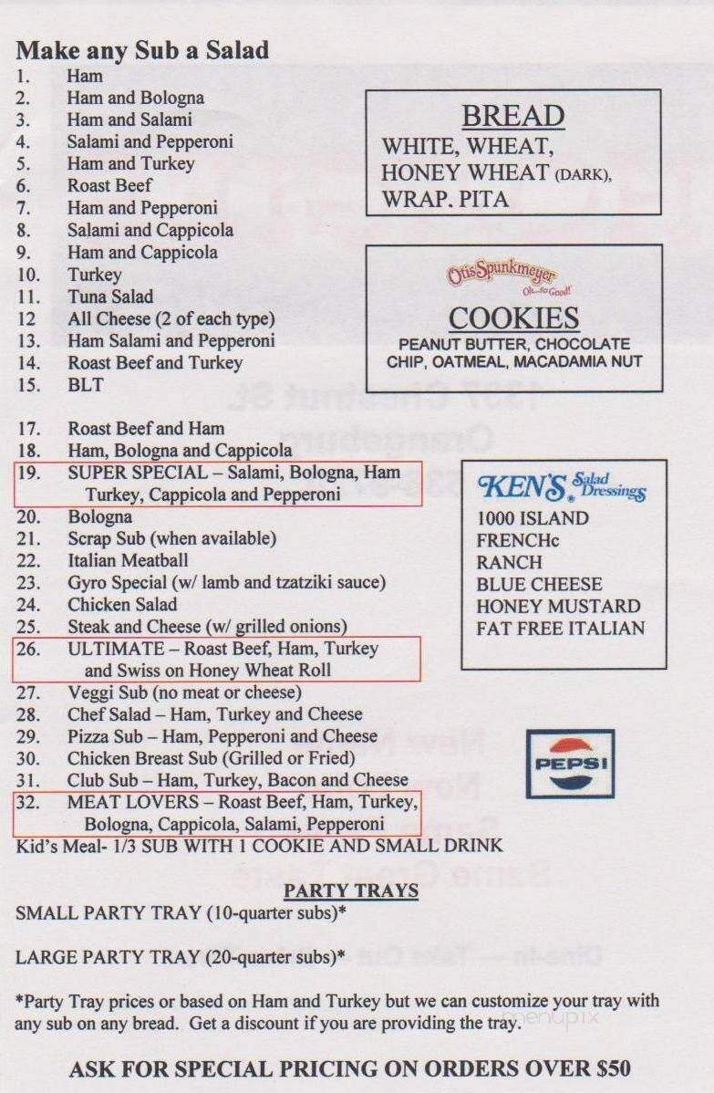 Hoagies - Orangeburg, SC menu_pic