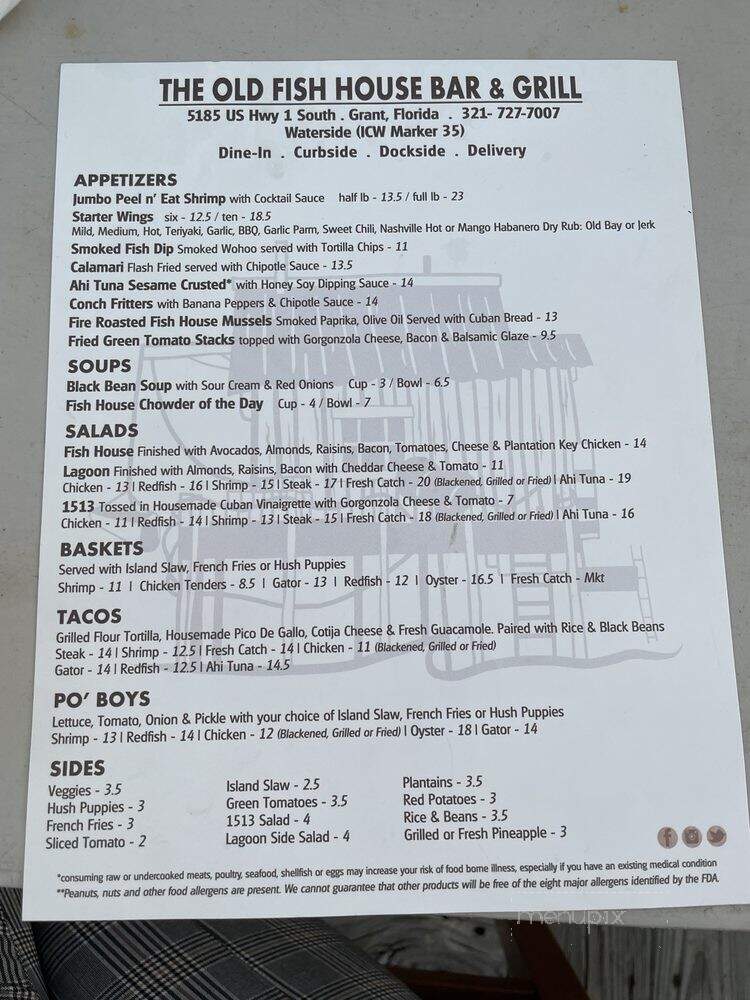 The Old Fish House Bar and Grill - Grant, FL menu_pic