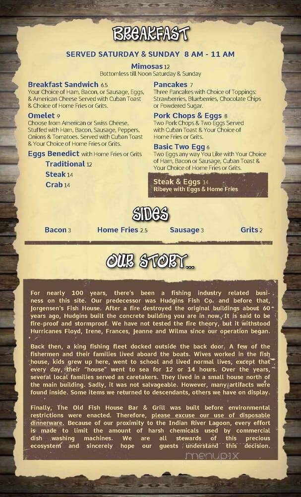 The Old Fish House Bar and Grill - Grant, FL menu_pic