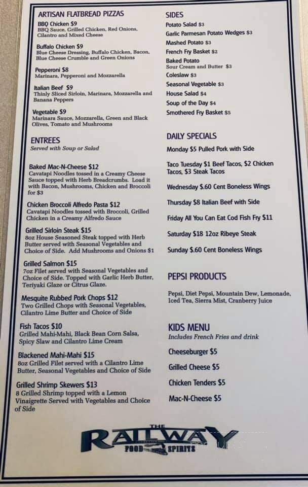 The Railway - Pecatonica, IL menu_pic
