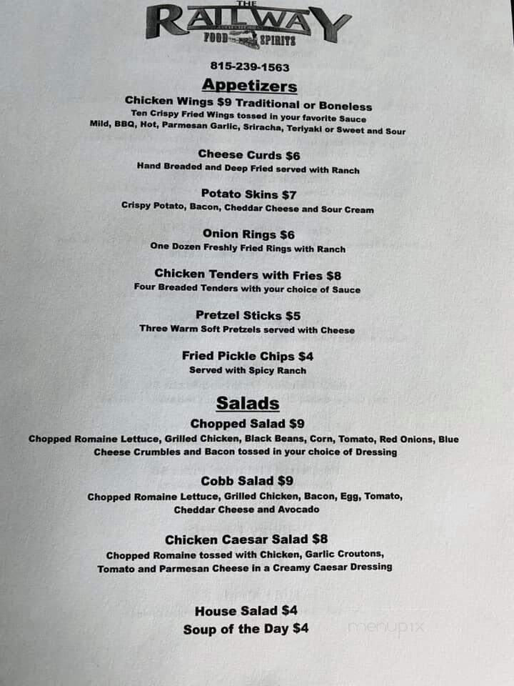 The Railway - Pecatonica, IL menu_pic