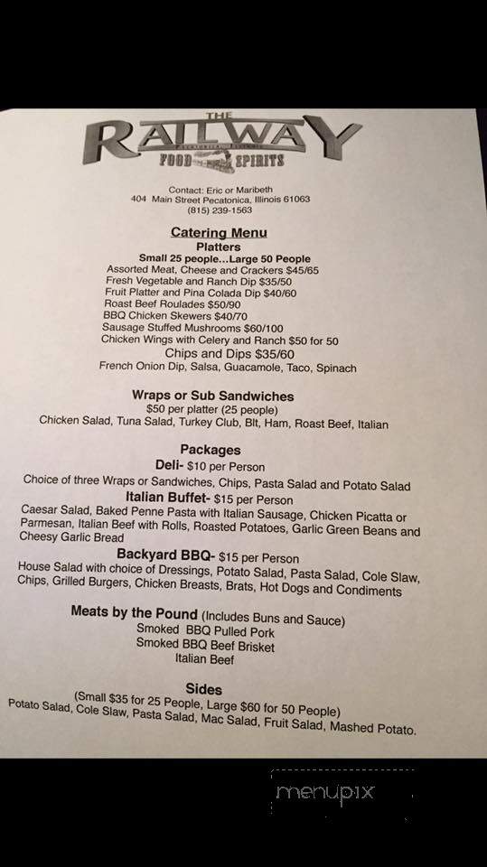 The Railway - Pecatonica, IL menu_pic