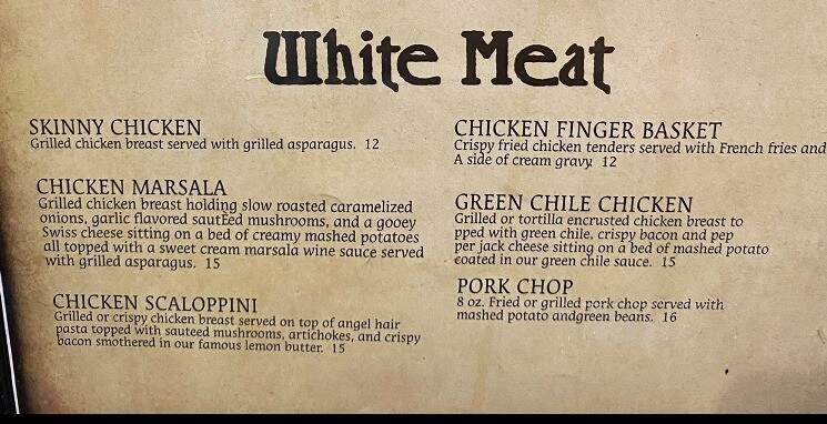 Outlaw Grill - Eunice, NM menu_pic