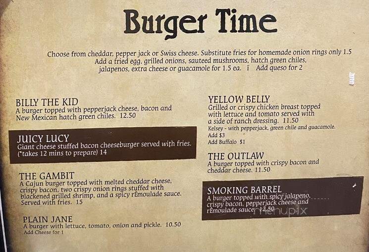 Outlaw Grill - Eunice, NM menu_pic