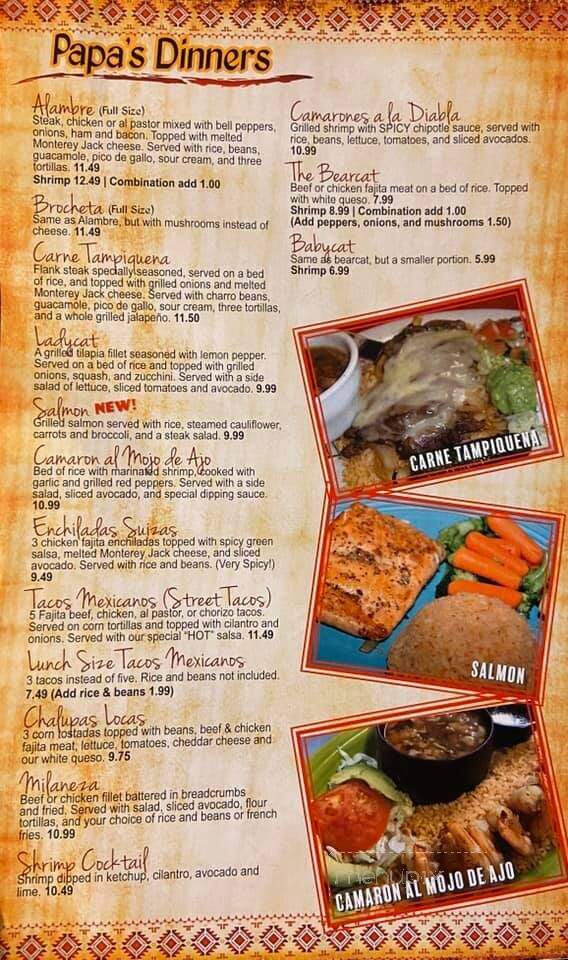 Papa Mexican Cafe - Mena, AR menu_pic