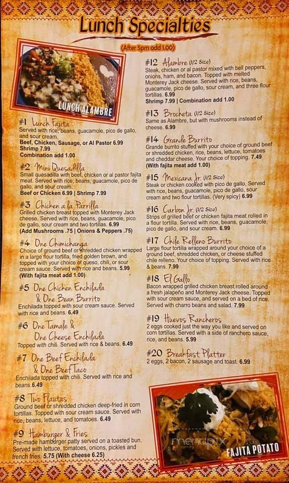 Papa Mexican Cafe - Mena, AR menu_pic