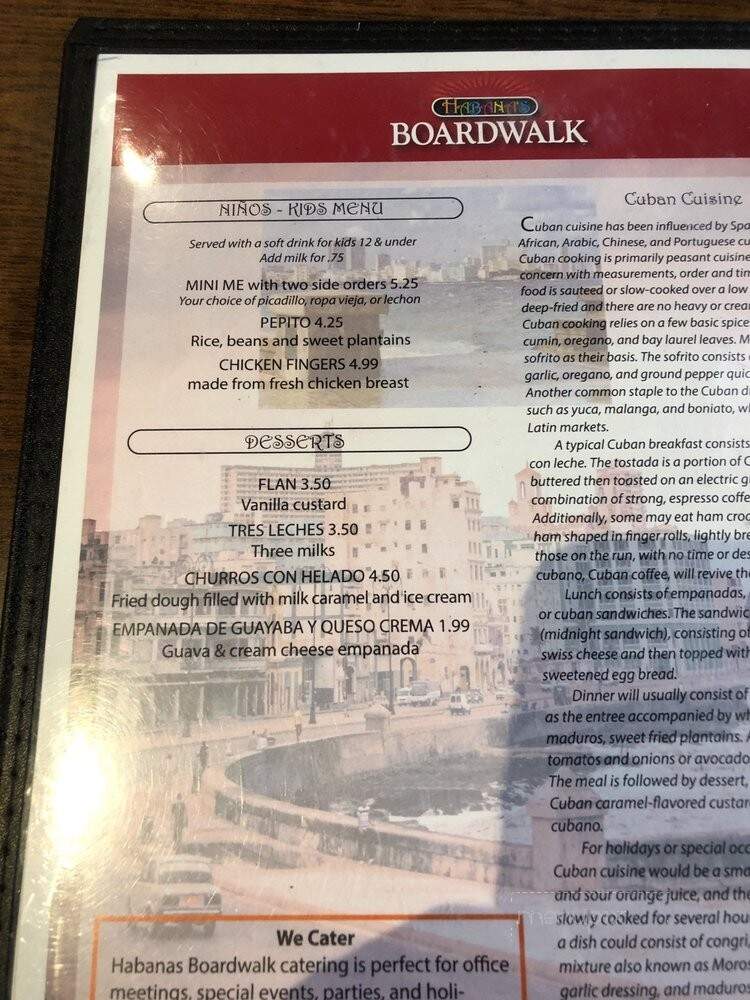 Habana's Boardwalk - Tallahassee, FL menu_pic
