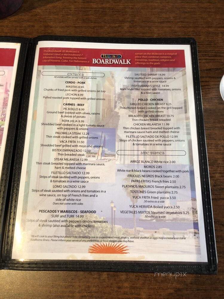 Habana's Boardwalk - Tallahassee, FL menu_pic