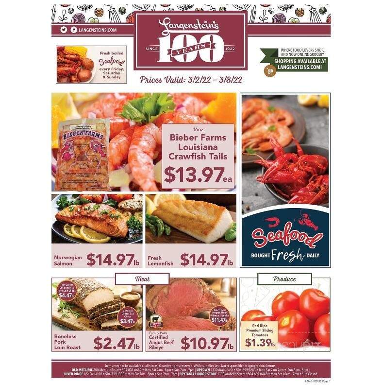 Langenstein's - Metairie, LA menu_pic