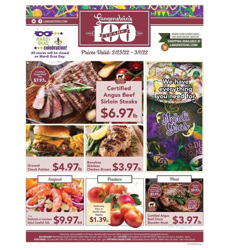 Langenstein's - Metairie, LA menu_pic