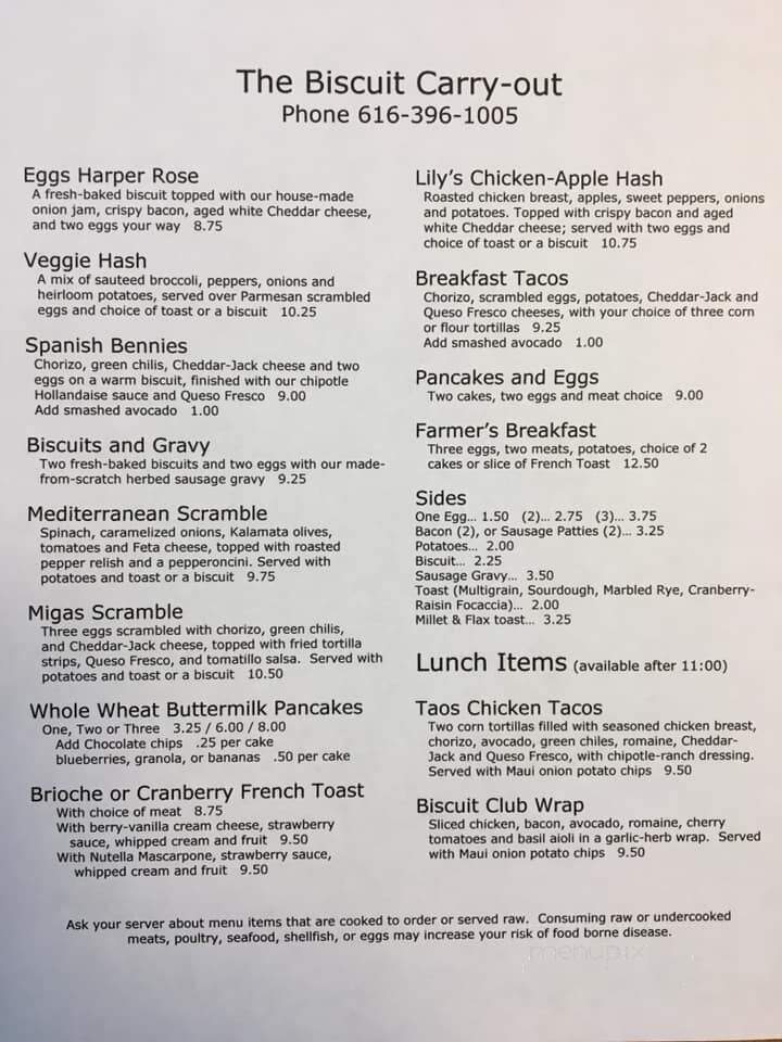 The Biscuit - Holland, MI menu_pic
