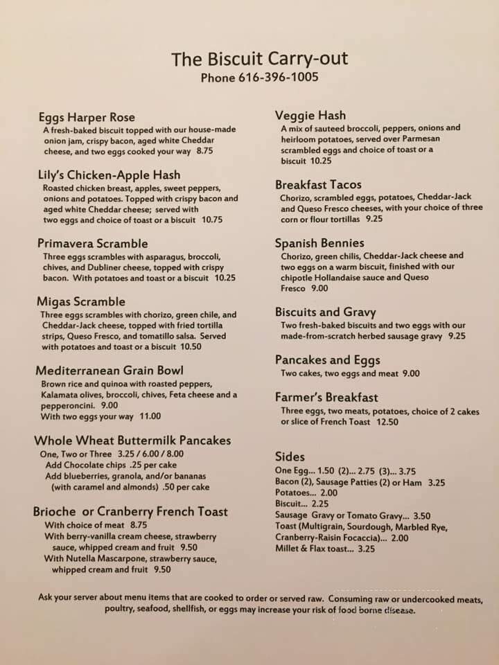 The Biscuit - Holland, MI menu_pic