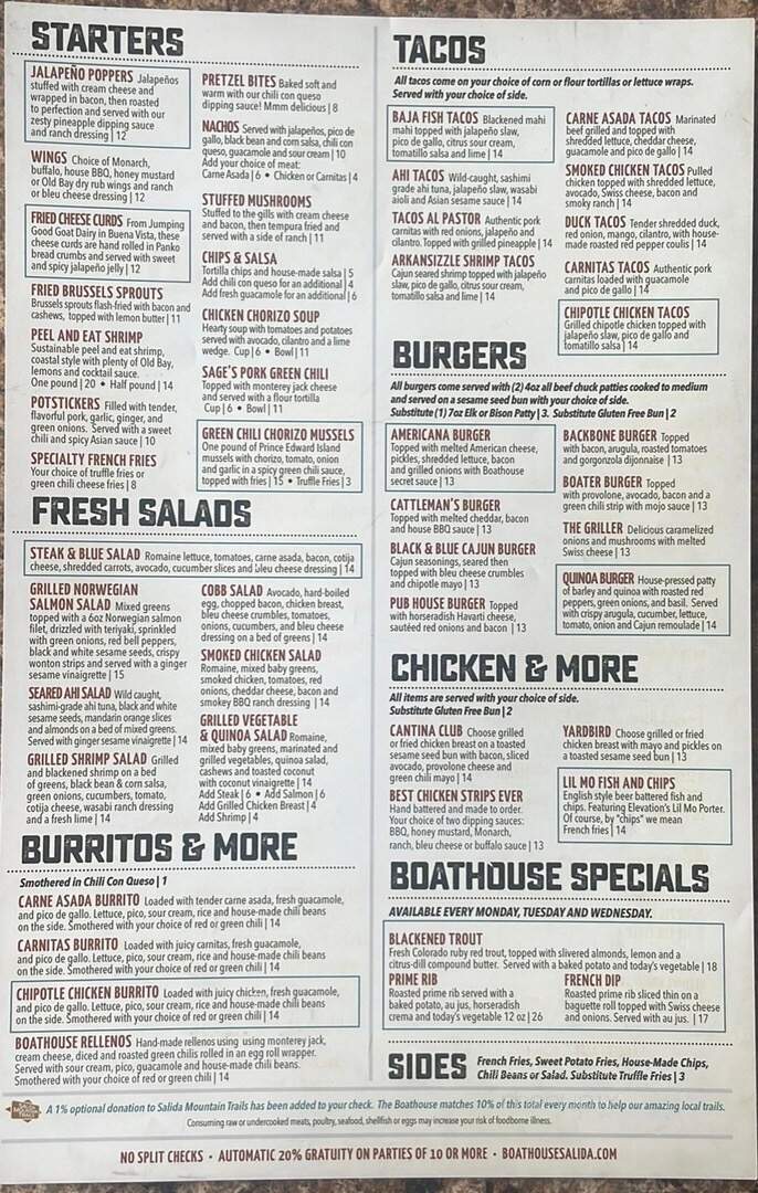 Boathouse Cantina - Salida, CO menu_pic