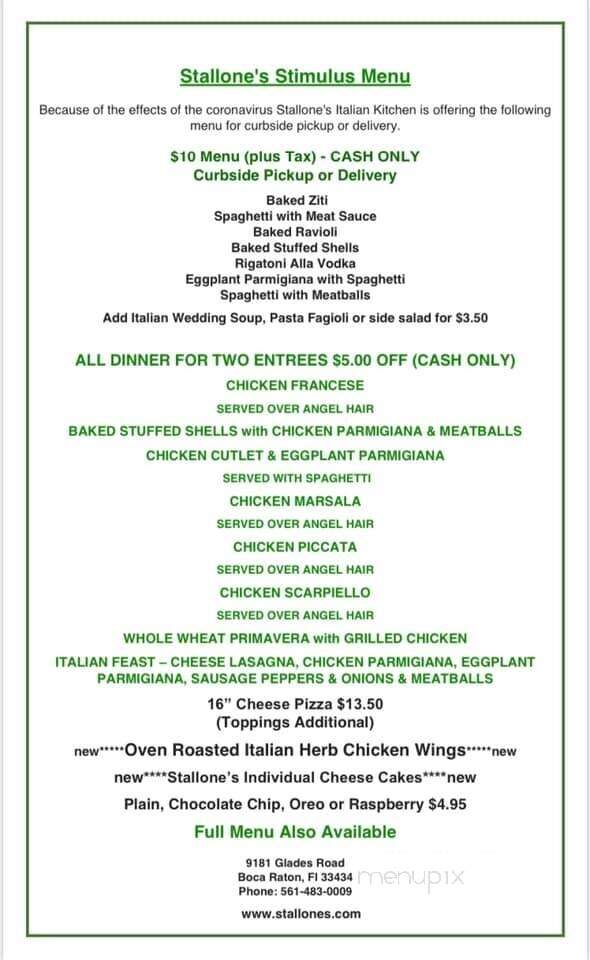 Stallone's Italian Kitchen - Boca Raton, FL menu_pic