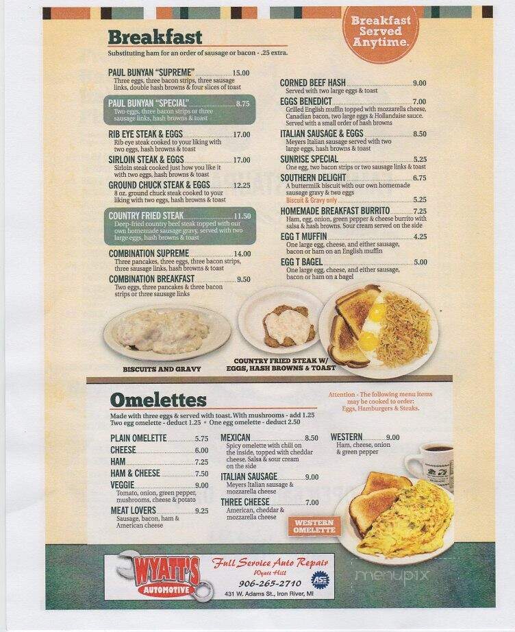 Mr T's Family Restaurant - Iron River, MI menu_pic