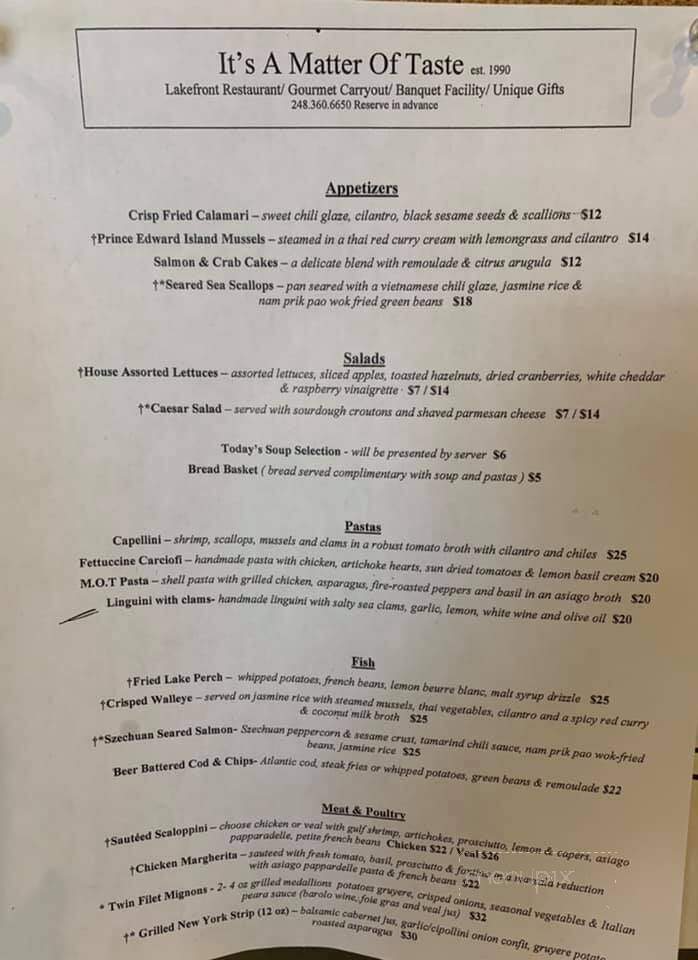 A Matter Of Taste - Commerce Township, MI menu_pic