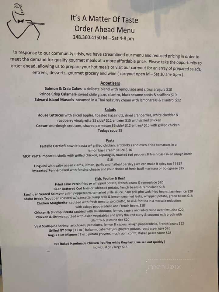 A Matter Of Taste - Commerce Township, MI menu_pic