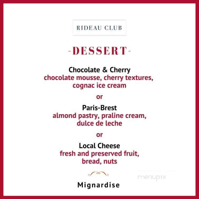 Rideau Club - Ottawa, ON menu_pic