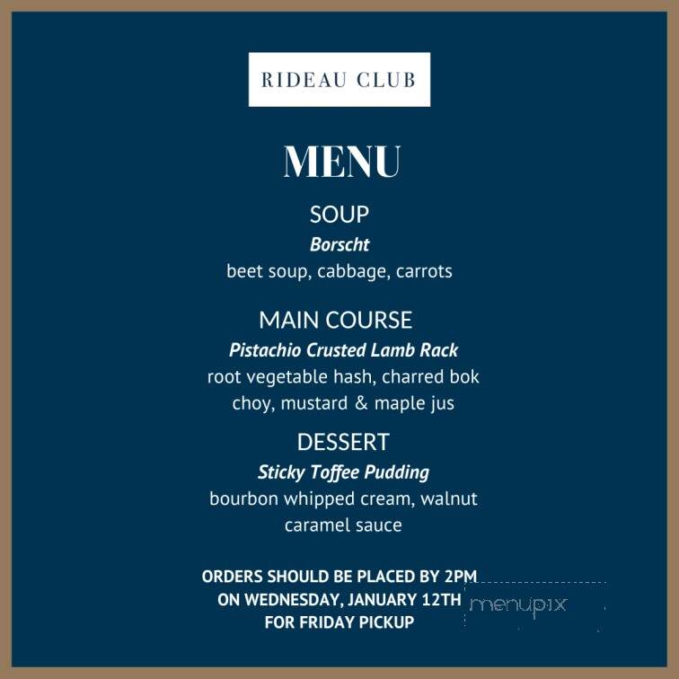 Rideau Club - Ottawa, ON menu_pic