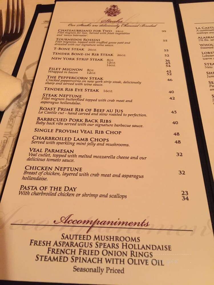 La Castile Steakhouse & Tavern - Mississauga, ON menu_pic
