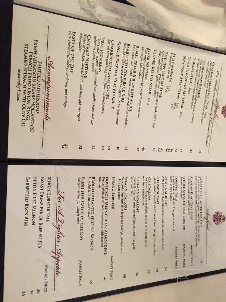 La Castile Steakhouse & Tavern - Mississauga, ON menu_pic