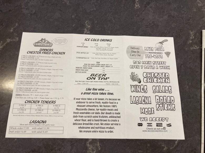 Dave's Pizza - Salmon, ID menu_pic