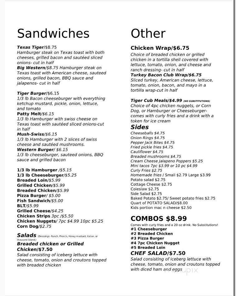 Tiger Den - Lenox, IA menu_pic