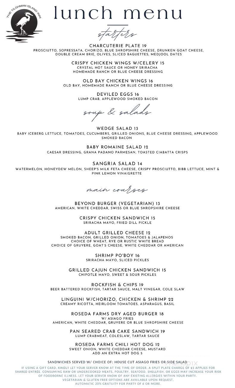 Tilghman Island Inn - Tilghman, MD menu_pic