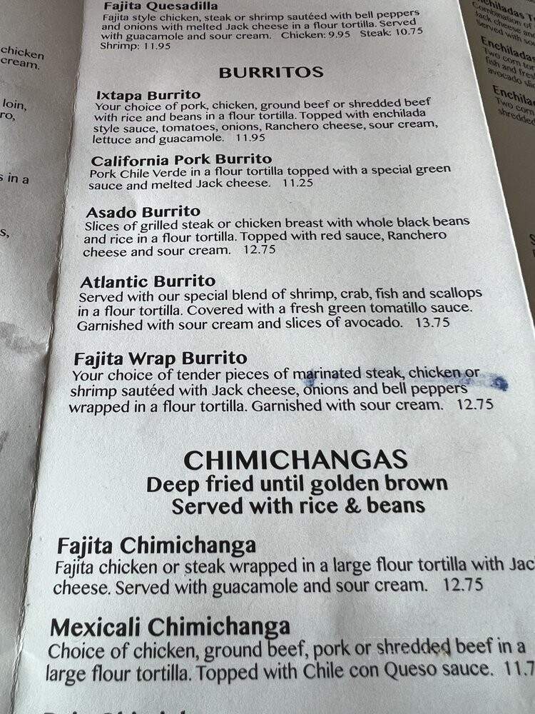 Ixtapa Mexican Restaurant - Woburn, MA menu_pic