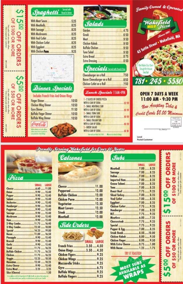 Wakefield House Of Pizza - Wakefield, MA menu_pic