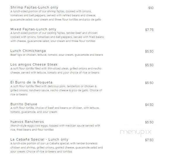 La Cabana Mexican Restaurant - Helen, GA menu_pic