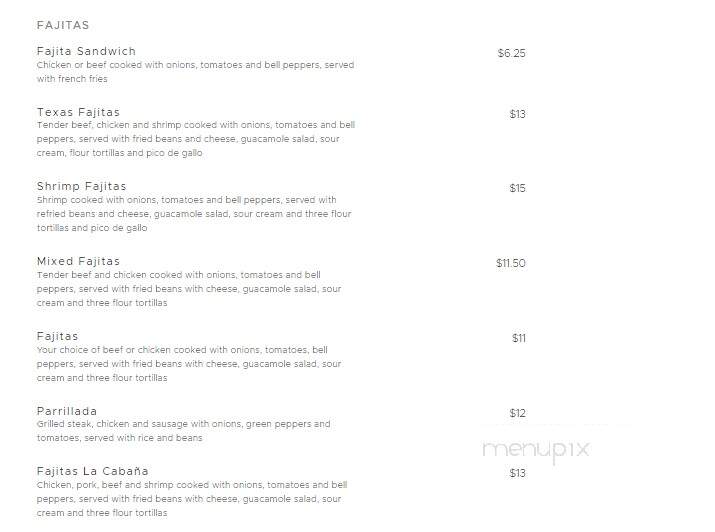 La Cabana Mexican Restaurant - Helen, GA menu_pic