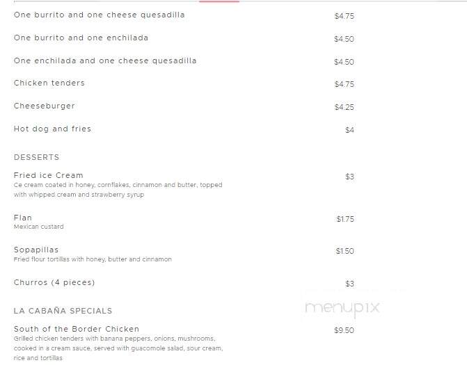 La Cabana Mexican Restaurant - Helen, GA menu_pic