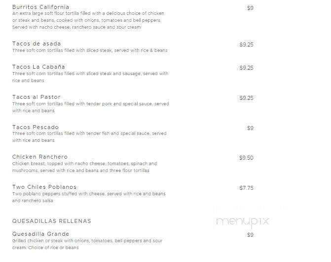 La Cabana Mexican Restaurant - Helen, GA menu_pic