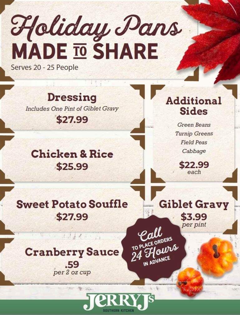 Jerry J's Restaurant - Nahunta, GA menu_pic