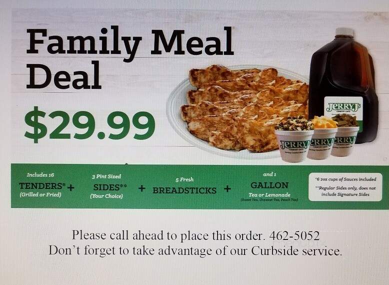 Jerry J's Restaurant - Nahunta, GA menu_pic