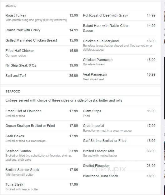 Groff's Restaurant - Wildwood, NJ menu_pic