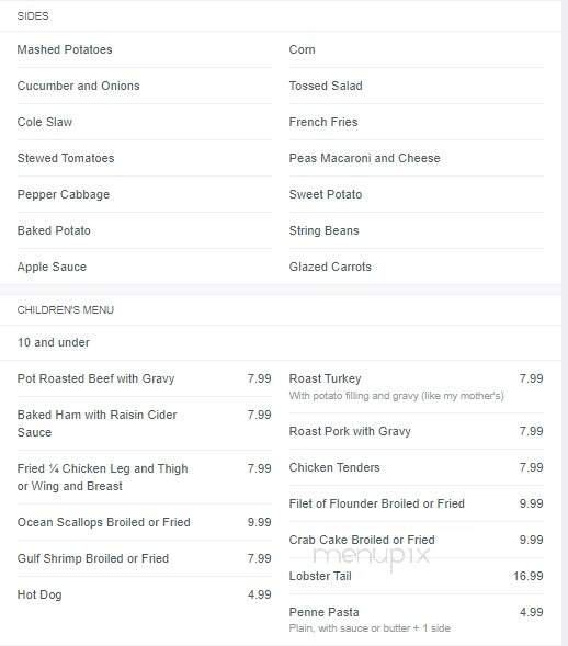 Groff's Restaurant - Wildwood, NJ menu_pic