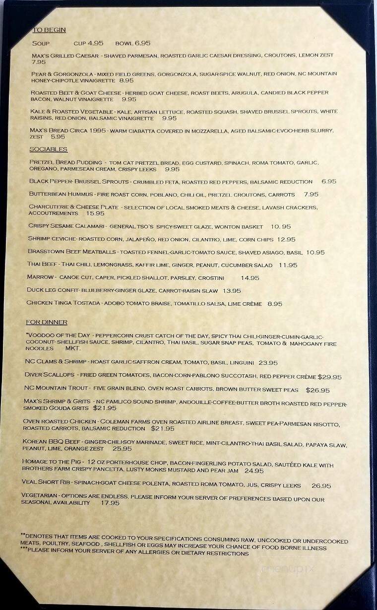 Maximillians Grill & Wine Bar - Cary, NC menu_pic
