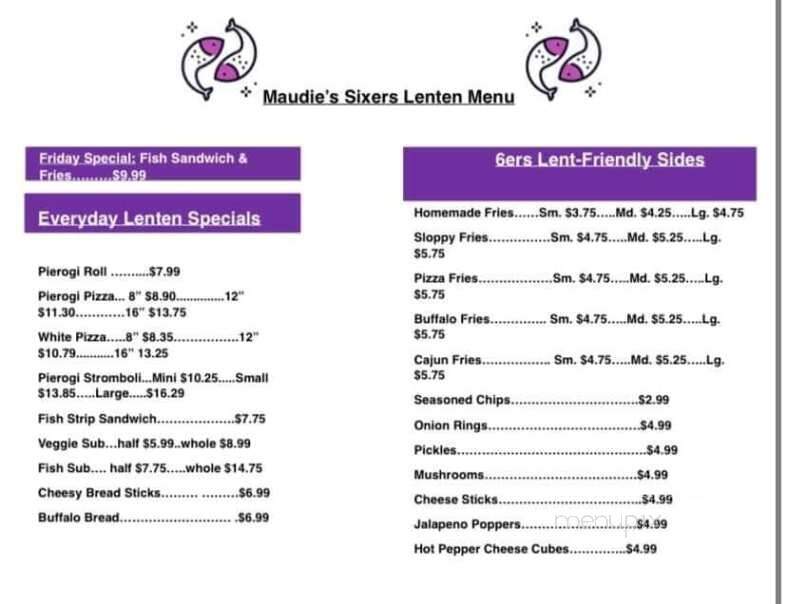 Maudie's Sixers - Indiana, PA menu_pic