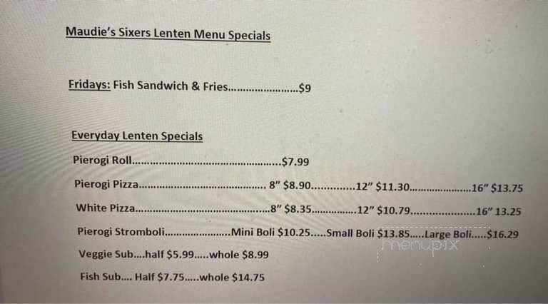 Maudie's Sixers - Indiana, PA menu_pic